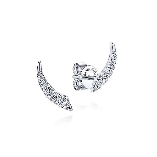 Gabriel & Co. 14k White Gold Curved 0.23ct Diamond Bar Stud Earrings EG13178W45JJ