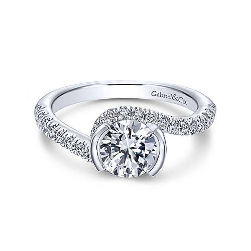 Gabriel & Co 14K White Gold Round Bypass Diamond Engagement Ring  ER10472W44JJ