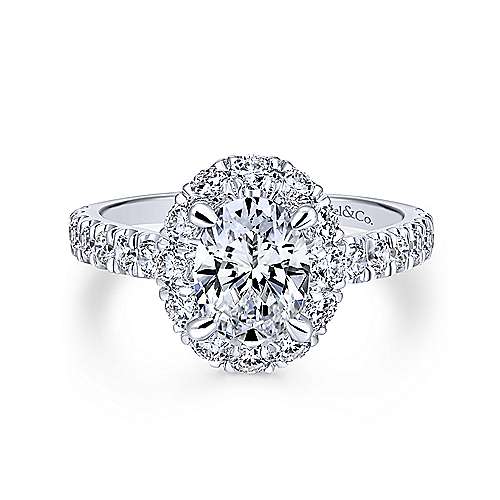 Gabriel & Co 14K White Gold Oval Diamond Halo Engagement Ring ER12647O4W44JJ