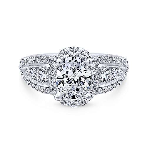 Gabriel & Co 14K White Gold Oval Diamond Halo Engagement Ring ER12652O4W44JJ