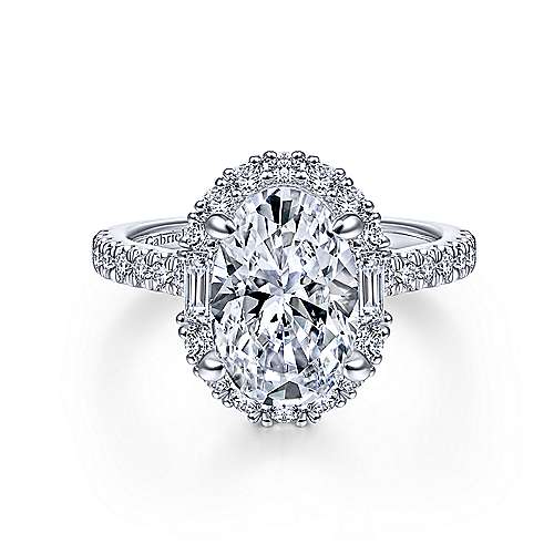Gabriel & Co 14K White Gold Oval Diamond Halo Engagement Ring ER15015O8W44JJ