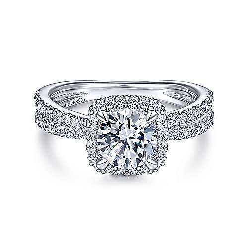 Gabriel & Co 14K White Gold Round Diamond Halo Engagement Ring ER15208R4W44JJ