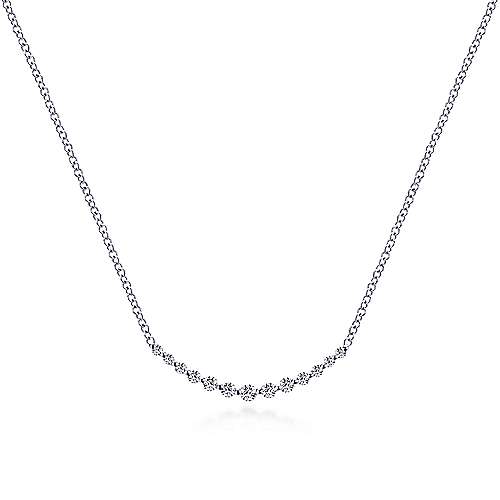 Gabriel & Co. 14K White Gold Diamond Curved Bar Necklace NK4942W45JJ