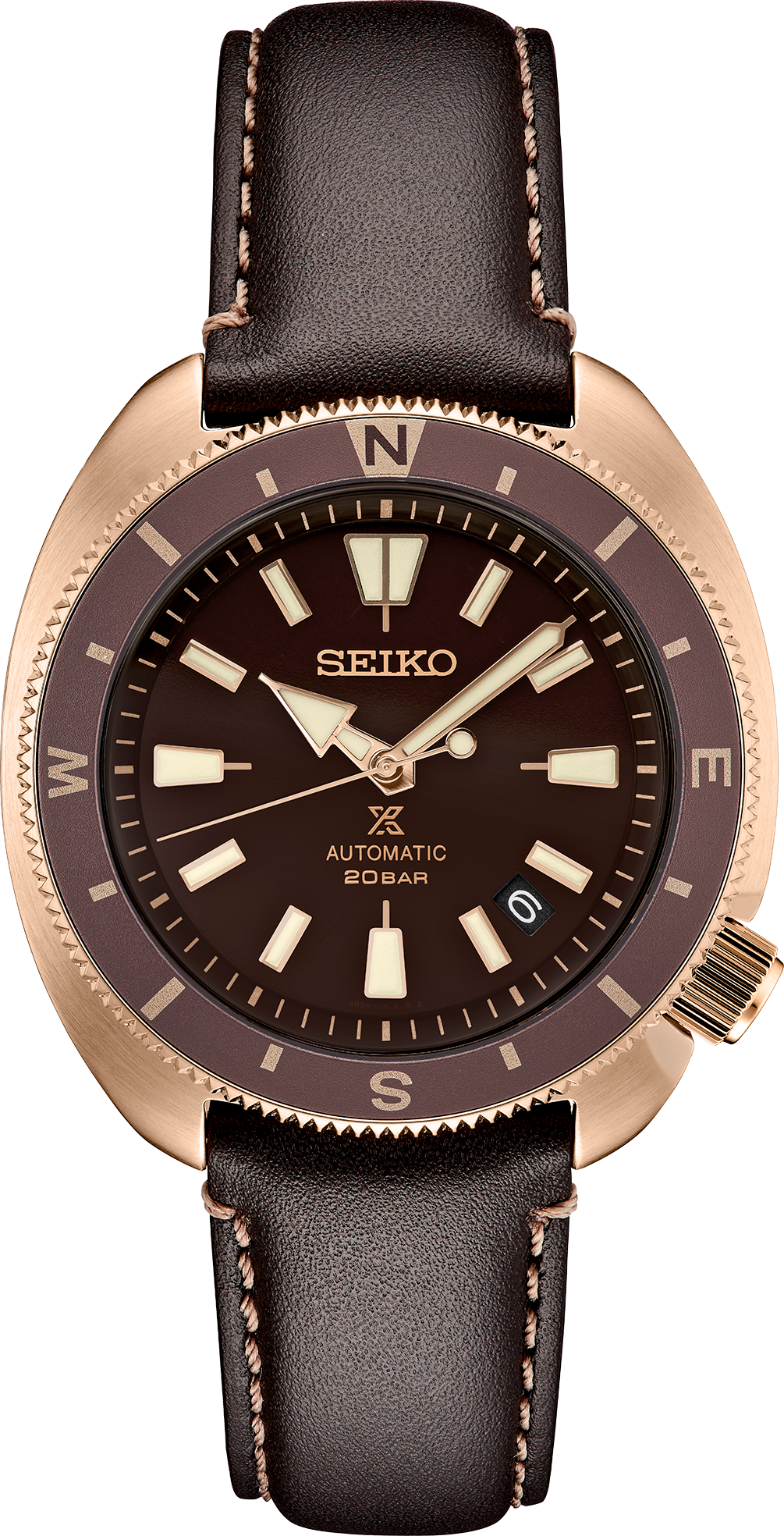 Seiko SRPG18 Prospex Land Brown Dial Leather Strap Automatic Watch
