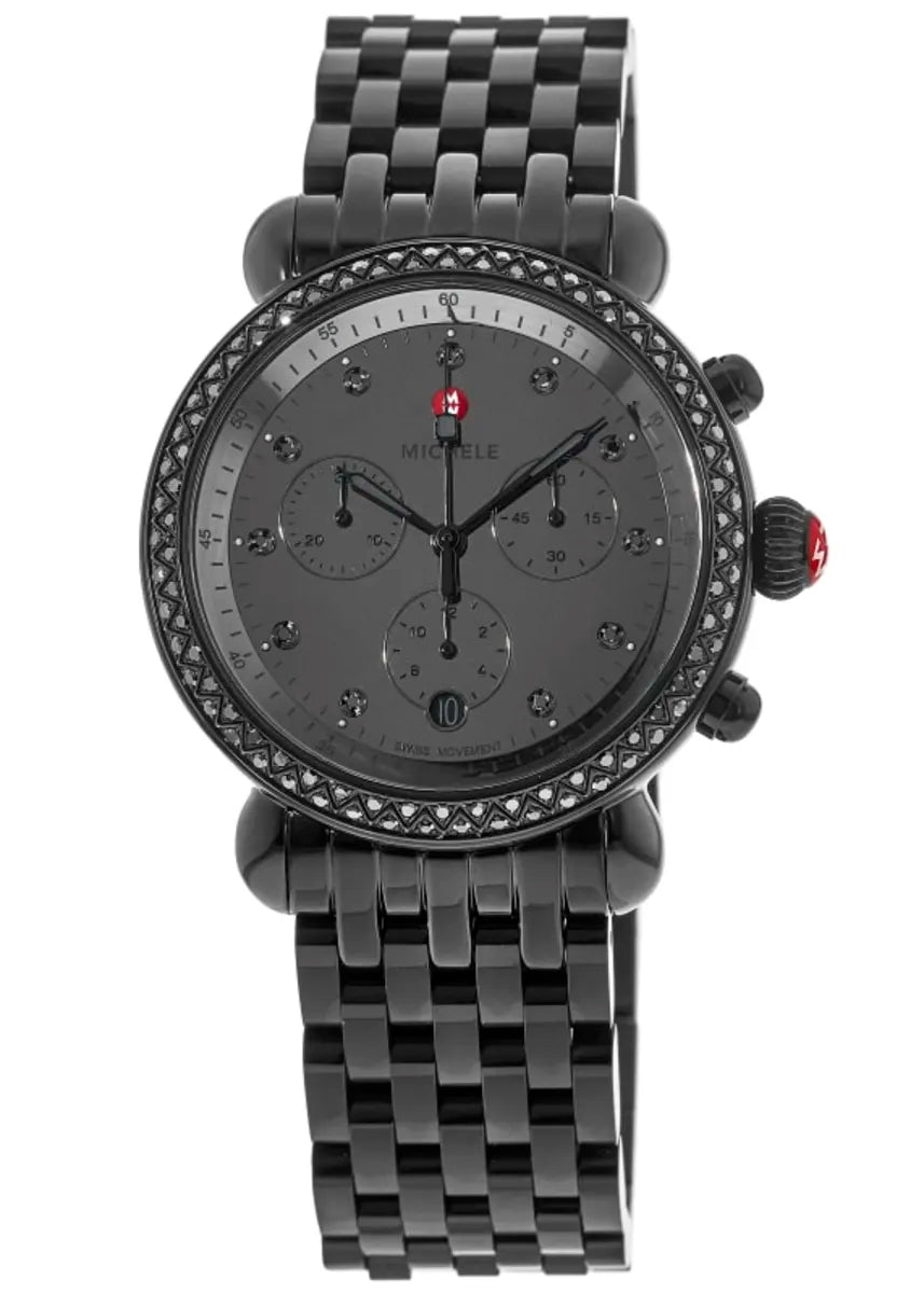 Michele MWW03D000051 CSX Signature Black Diamond Dial Black Steel Women's Watch