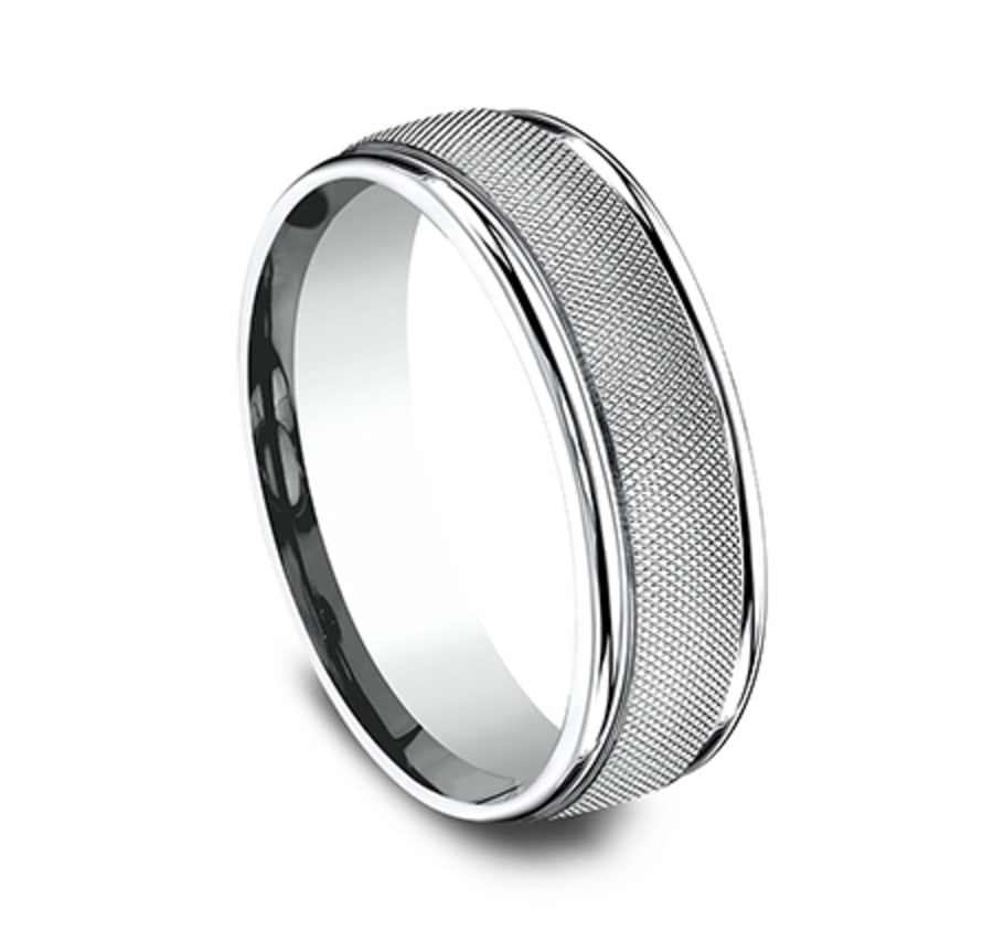 Benchmark CF67469W White 14k 7mm Men's Wedding Band Ring