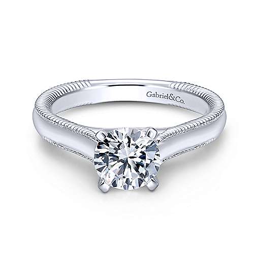 Gabriel & Co 14K White Gold Round Diamond Engagement Ring  ER10206W4JJJ
