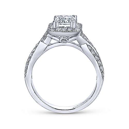 Gabriel & Co 14K White Gold Emerald Cut Diamond Halo Engagement Ring ER10747W44JJ