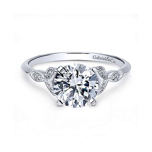 Gabriel & Co 14K White Gold Round Diamond Engagement Ring  ER11747R4W44JJ