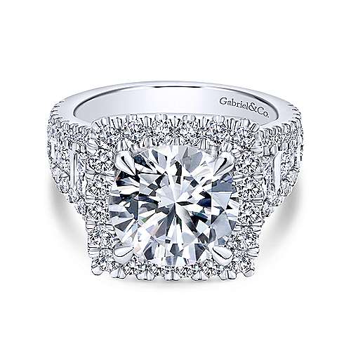 Gabriel & Co 14K White Gold Round Diamond Halo Engagement Ring ER12230W44JJ