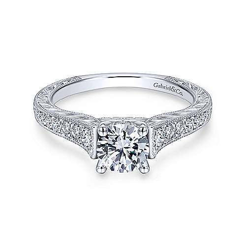 Gabriel & Co 14K White Gold Round Diamond Engagement Ring  ER12282R3W44JJ