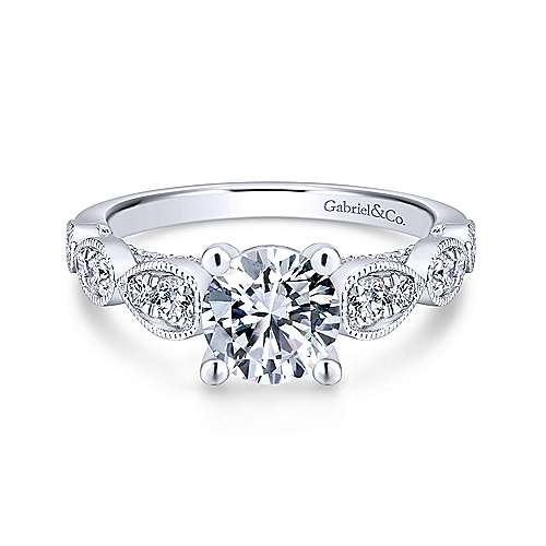 Gabriel & Co 14K White Gold Round Diamond Engagement Ring  ER12803R4W44JJ