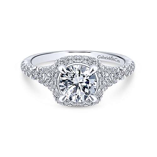 Gabriel & Co 14K White Gold Round Diamond Halo Engagement Ring ER12813R4W44JJ