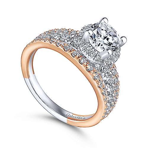 Gabriel & Co 14K White-Rose Gold Round Diamond Halo Engagement Ring ER14064R4T44JJ