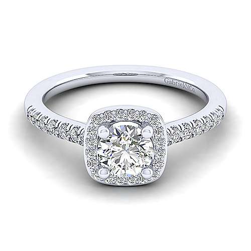 Gabriel & Co 14K White Gold Round Diamond Halo Engagement Ring ER14705R3W44JJ
