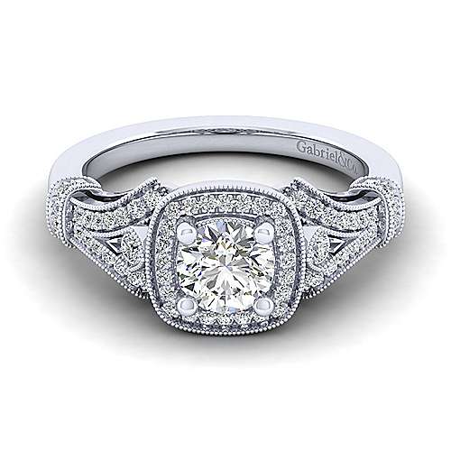 Gabriel & Co 14K White Gold Round Diamond Halo Engagement Ring ER14706R3W44JJ