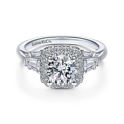 Gabriel & Co 14K White Gold Round Diamond Halo Engagement Ring ER14728R4W44JJ