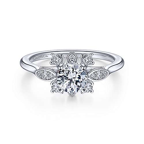 Gabriel & Co 14K White Gold Round Diamond Halo Engagement Ring ER14780R3W44JJ