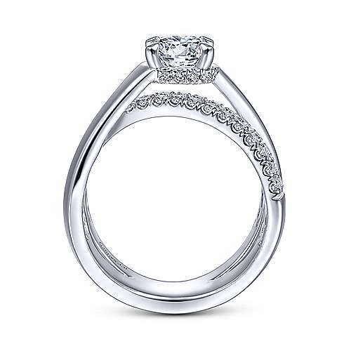 Gabriel & Co 14K White Gold Round Criss Cross Shank Diamond Engagement Ring ER14963R4W44JJ