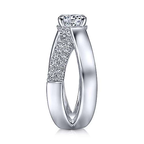 Gabriel & Co 14K White Gold Round Criss Cross Shank Diamond Engagement Ring ER14963R4W44JJ