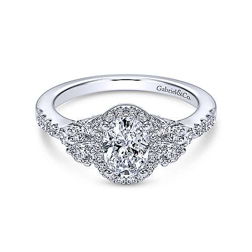 Gabriel & Co 14K White Gold Oval Diamond Halo Engagement Ring ER6276W44JJ
