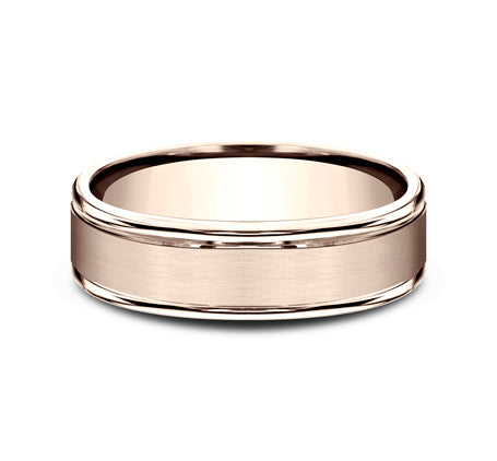 Benchmark RECF7602SR Rose 14k 6mm Men's Wedding Band Ring