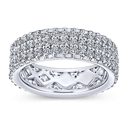 14k White Gold 3 Row Pav Diamond Eternity Band  AN6029-6W44JJ